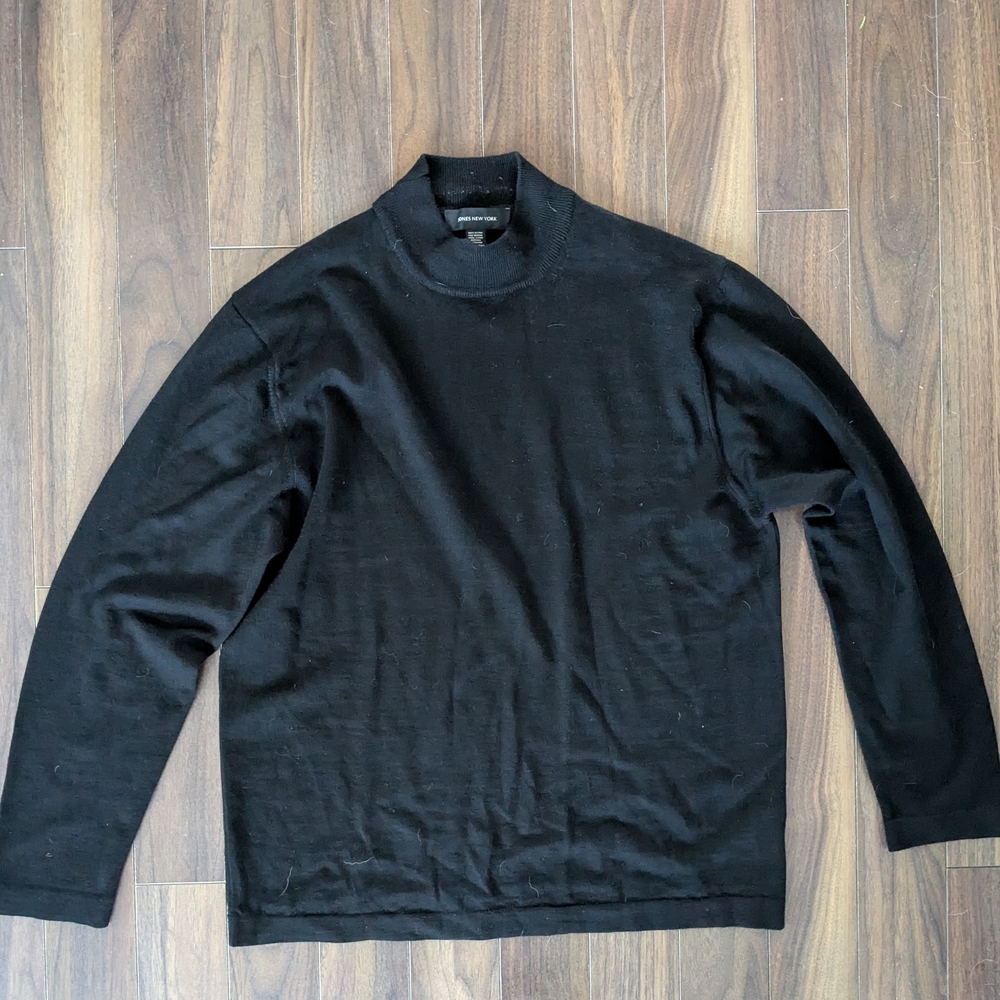 Jones New York Men's Made in Italy Merino Wool Black Turtleneck Sweater